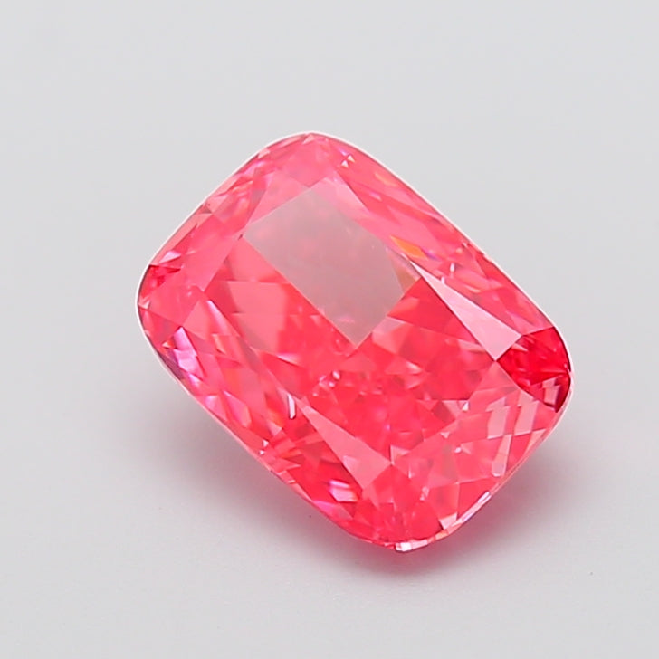 3.03 carat fancy vivid pink cushion lab grown diamond VVS2 clarity