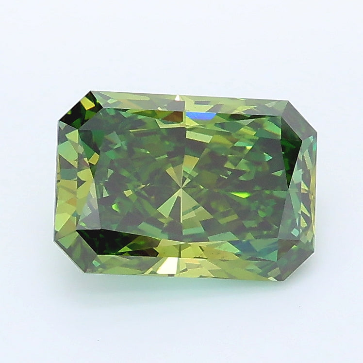 1.52 carat fancy vivid green radiant lab grown diamond VS2 clarity