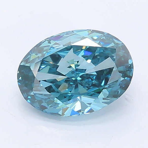 1.09 carat fancy vivid blue oval lab grown diamond VVS2 clarity