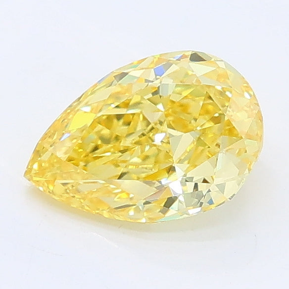 1.03 carat fancy vivid yellow pear lab grown diamond VVS2 clarity