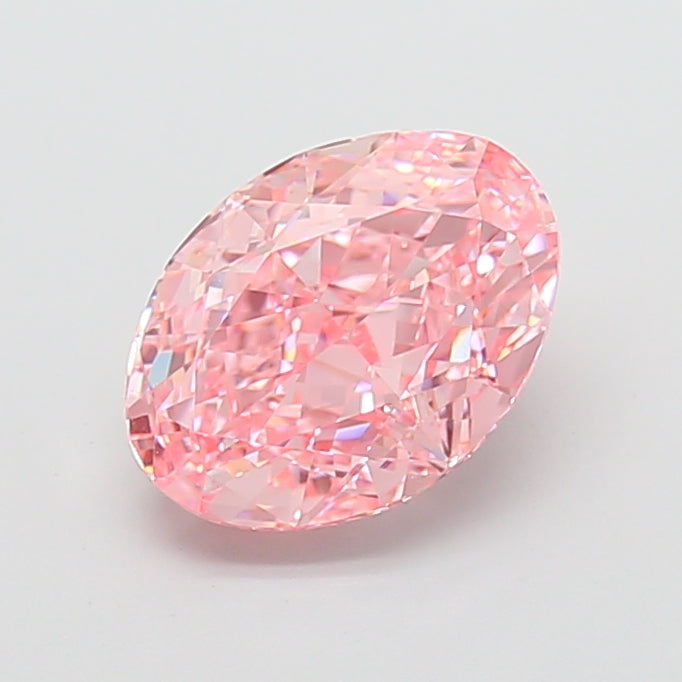 4.04 carat fancy vivid pink oval lab grown diamond VVS2 clarity