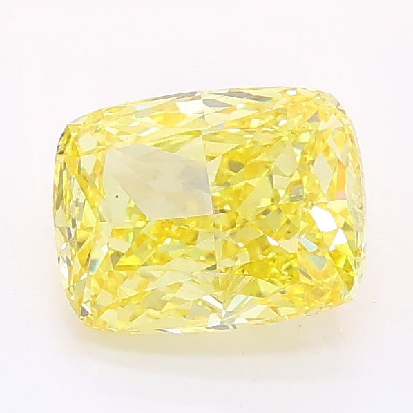1.52 carat fancy vivid yellow cushion lab grown diamond VS2 clarity