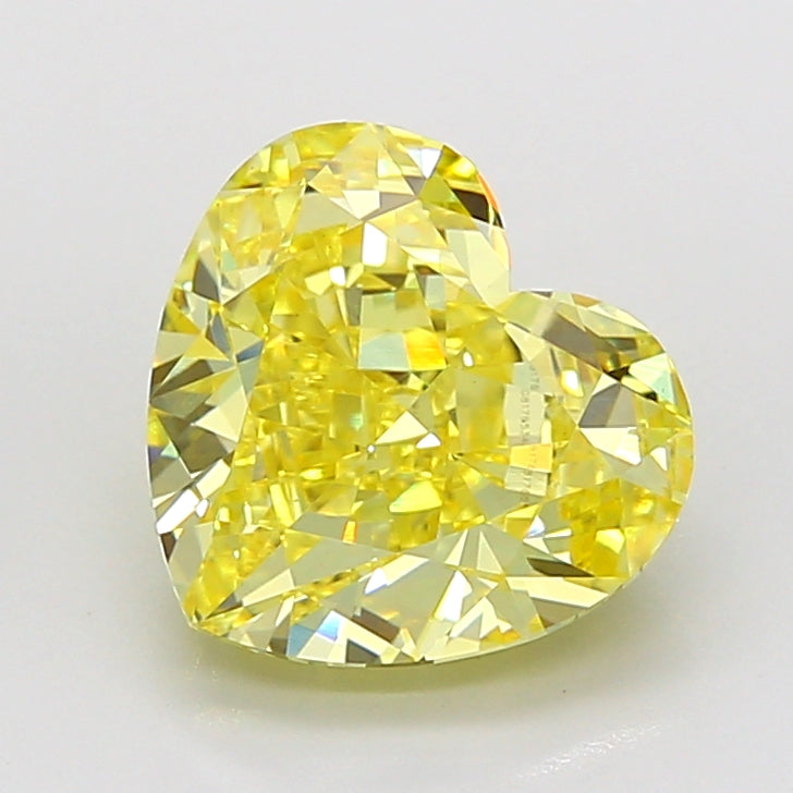 5.02 carat fancy intense yellow heart lab grown diamond VS1 clarity