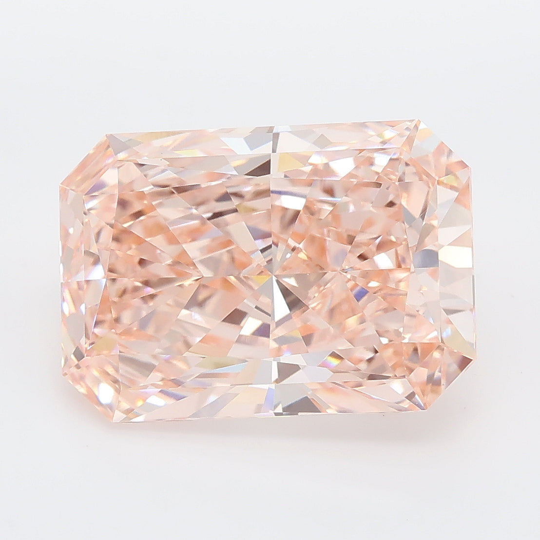 7.05 carat fancy vivid pink radiant lab grown diamond VVS2 clarity
