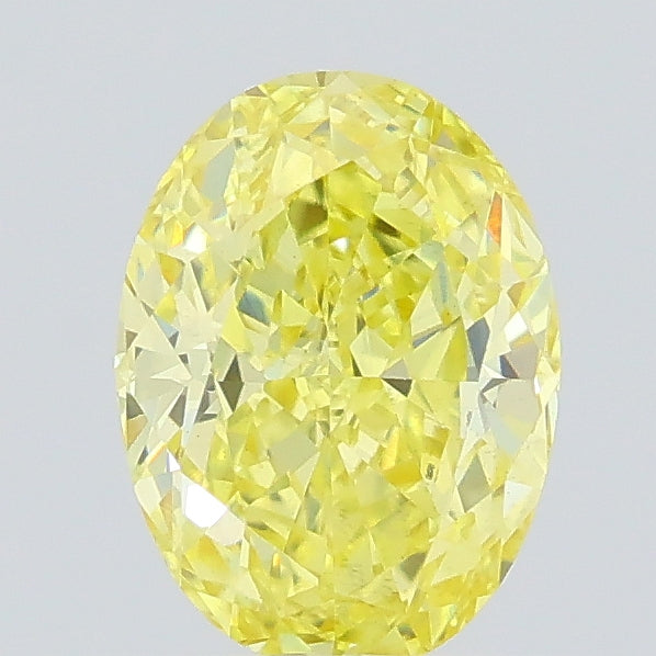 0.53 carat fancy intense yellow oval lab grown diamond VS2 clarity