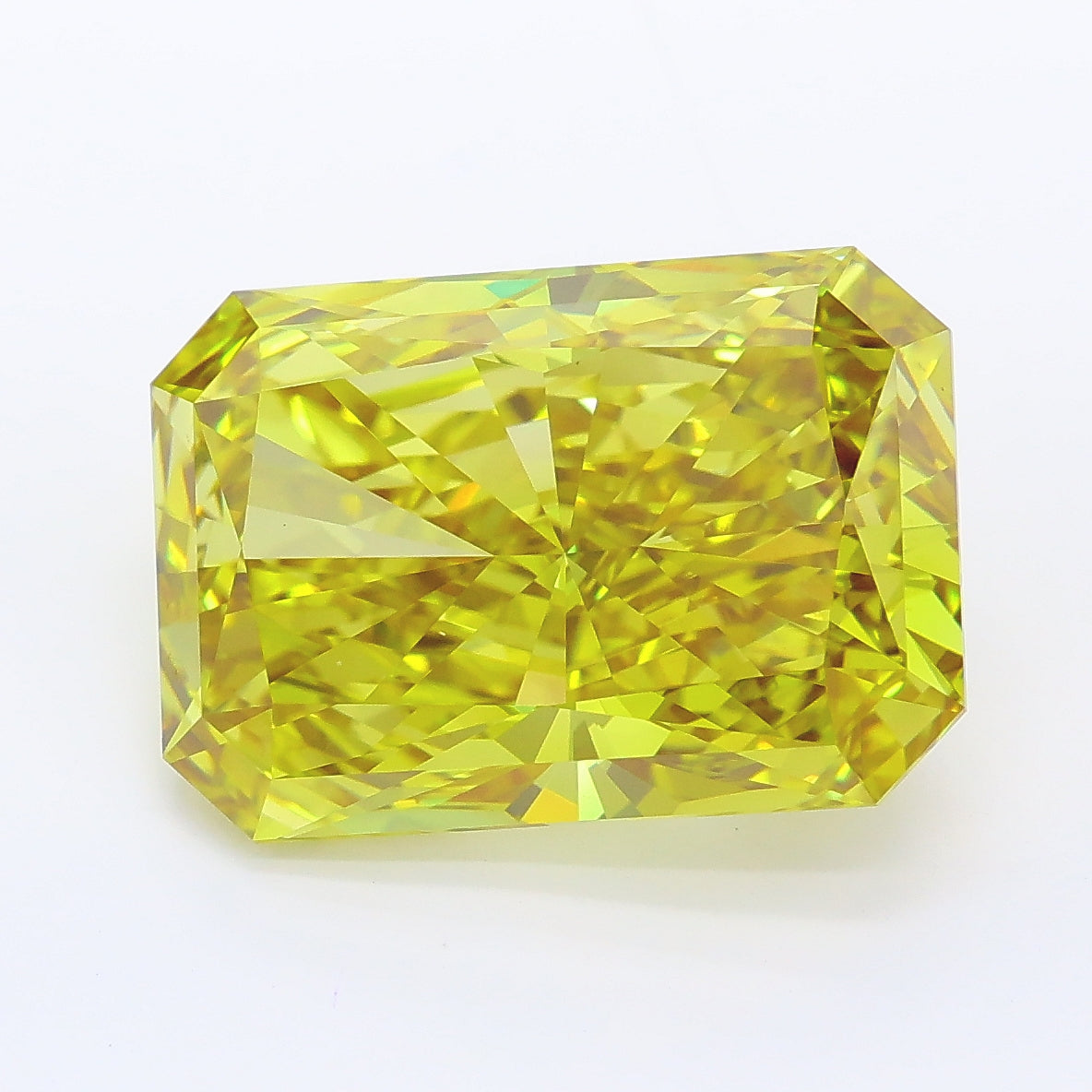 7.17 carat fancy vivid yellow radiant lab grown diamond VVS2 clarity