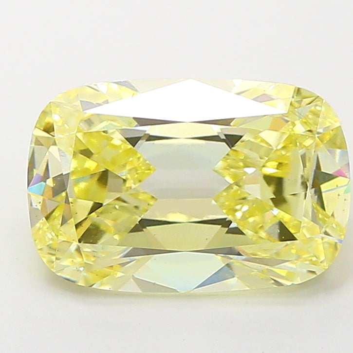 5.00 carat fancy yellow old mine cushion lab grown diamond VS1 clarity