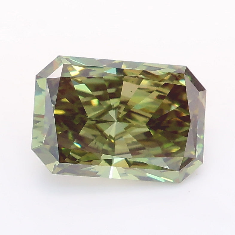 1.90 carat fancy vivid green radiant lab grown diamond SI1 clarity