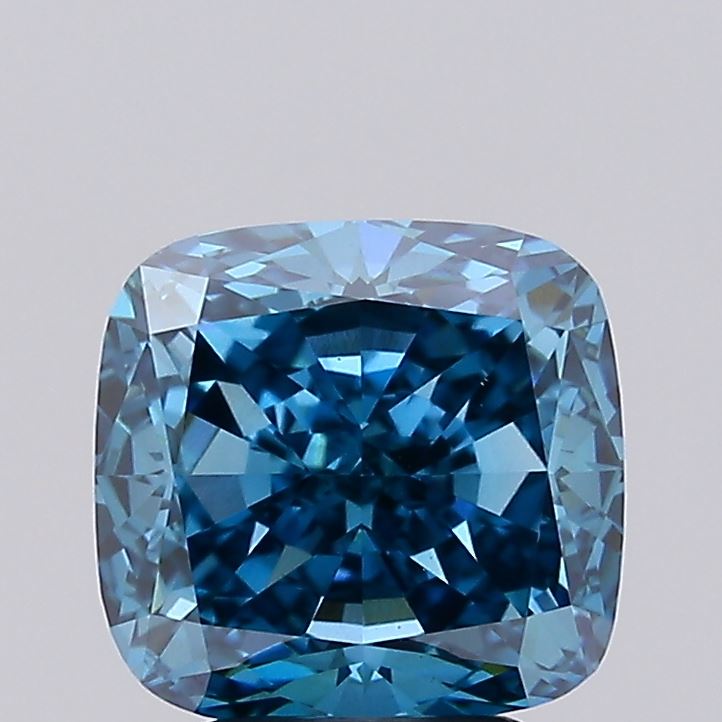 3.64 carat fancy vivid blue cushion lab grown diamond VVS2 clarity