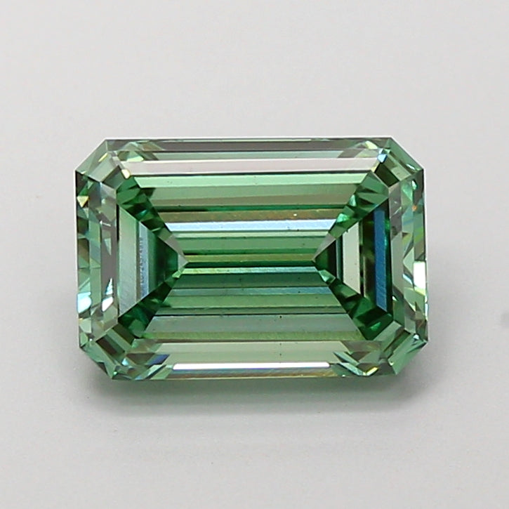2.01 carat fancy vivid green emerald lab grown diamond VS1 clarity