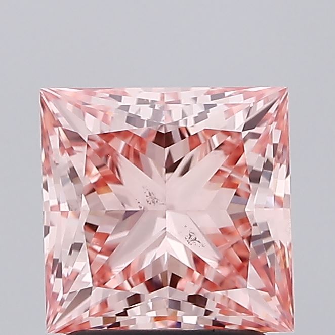 2.01 carat fancy intense pink princess lab grown diamond VS2 clarity