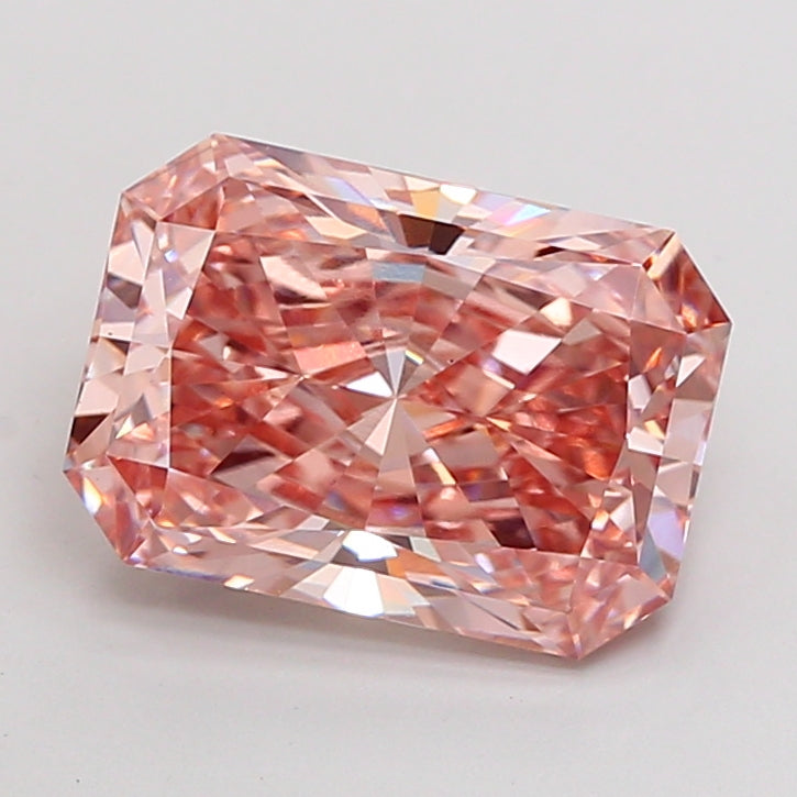 5.07 carat fancy intense pink radiant lab grown diamond VS1 clarity