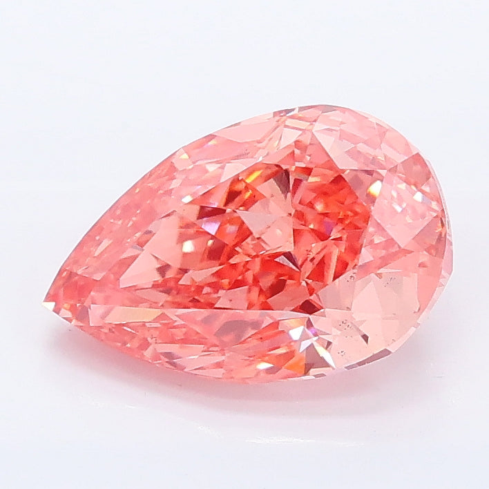 2.01 carat fancy vivid pinkish orange pear lab grown diamond VS2 clarity