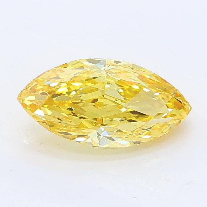 1.02 carat fancy vivid yellow marquise lab grown diamond VVS2 clarity