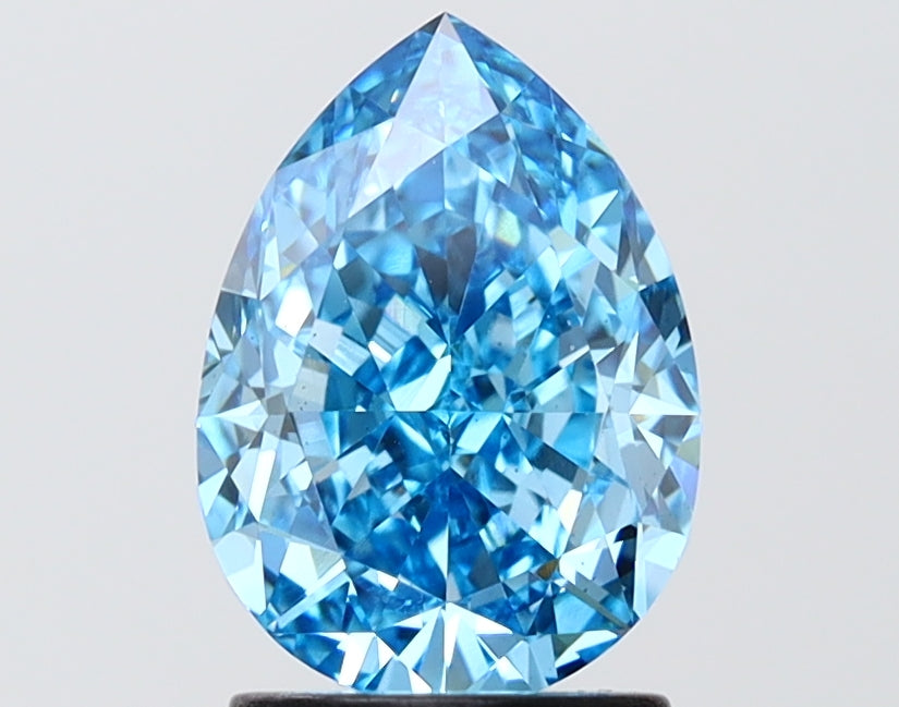 2.04 carat fancy vivid blue pear lab grown diamond VS1 clarity