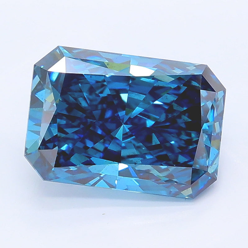 2.86 carat fancy vivid blue radiant lab grown diamond VS2 clarity