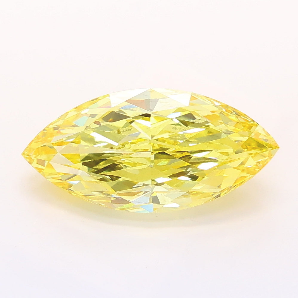 3.04 carat fancy intense yellow marquise lab grown diamond VS2 clarity