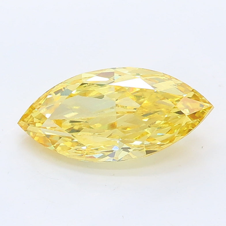 1.57 carat fancy intense yellow marquise lab grown diamond VS2 clarity