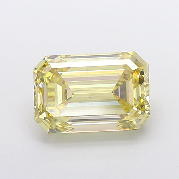 4.01 carat fancy yellow emerald lab grown diamond VS1 clarity