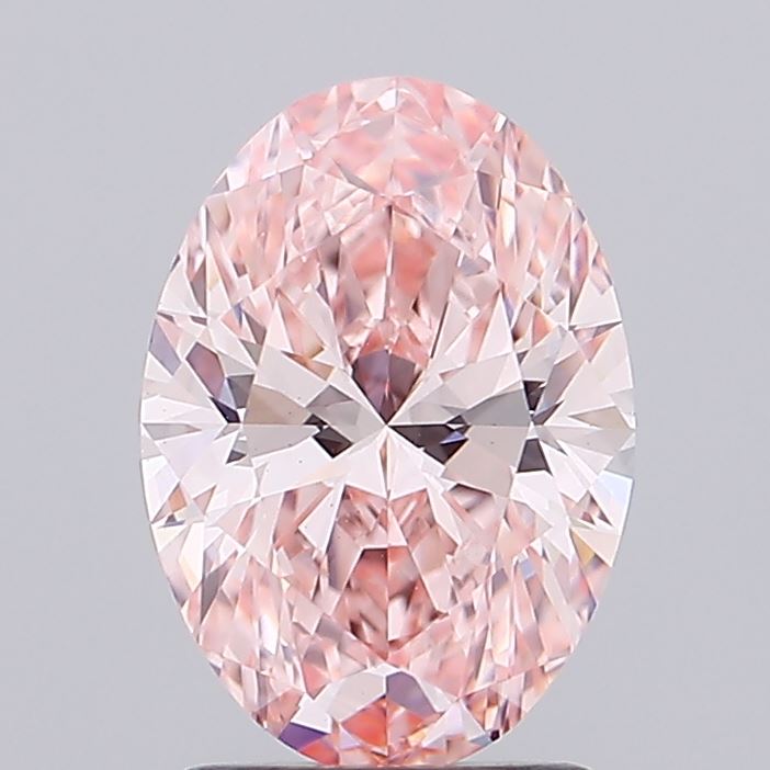 1.73 carat fancy vivid pink oval lab grown diamond VS1 clarity