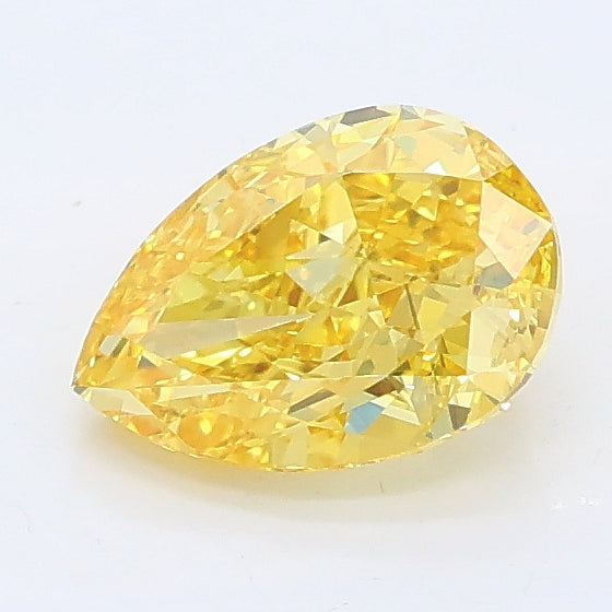 1.01 carat fancy vivid yellow pear lab grown diamond VVS2 clarity