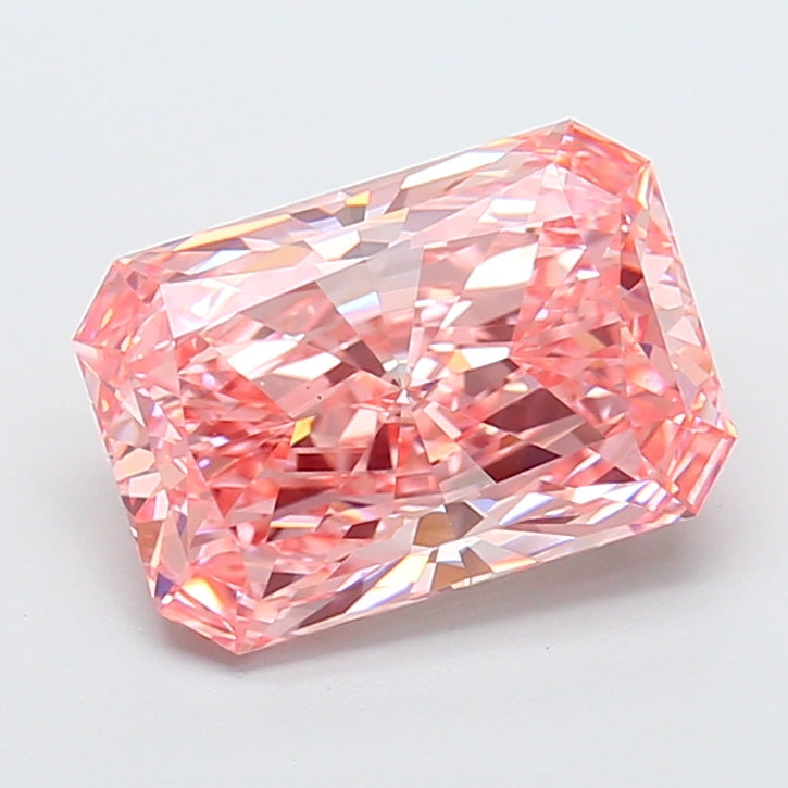 4.06 carat fancy vivid pink radiant lab grown diamond VS1 clarity