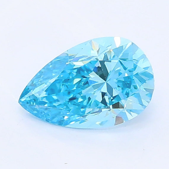 0.77 carat fancy vivid blue pear lab grown diamond VS1 clarity