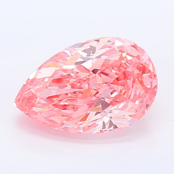 1.11 carat fancy vivid pink pear lab grown diamond VS1 clarity