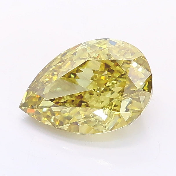 1.06 carat fancy intense grayish yellow pear lab grown diamond VS2 clarity