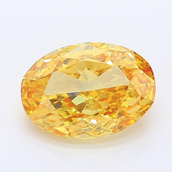 1.14 carat fancy vivid yellow oval lab grown diamond VS1 clarity