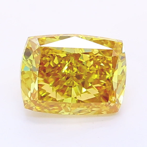 1.05 carat fancy vivid brownish yellow cushion lab grown diamond VVS2 clarity