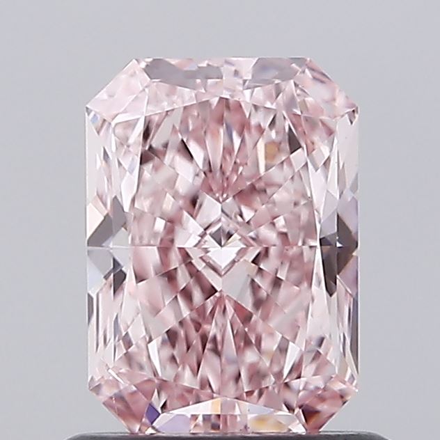 0.90 carat fancy intense pink radiant lab grown diamond VS2 clarity