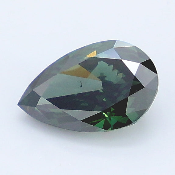 1.14 carat fancy deep green pear lab grown diamond VS2 clarity
