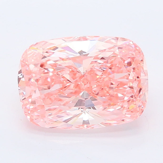 2.00 carat fancy vivid pink cushion lab grown diamond VS1 clarity