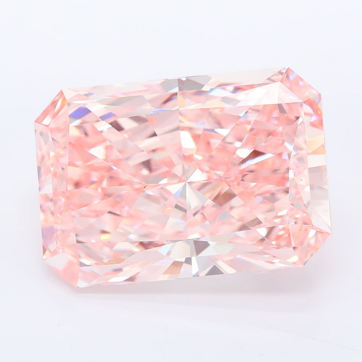 15.13 carat fancy vivid pink radiant lab grown diamond VVS2 clarity