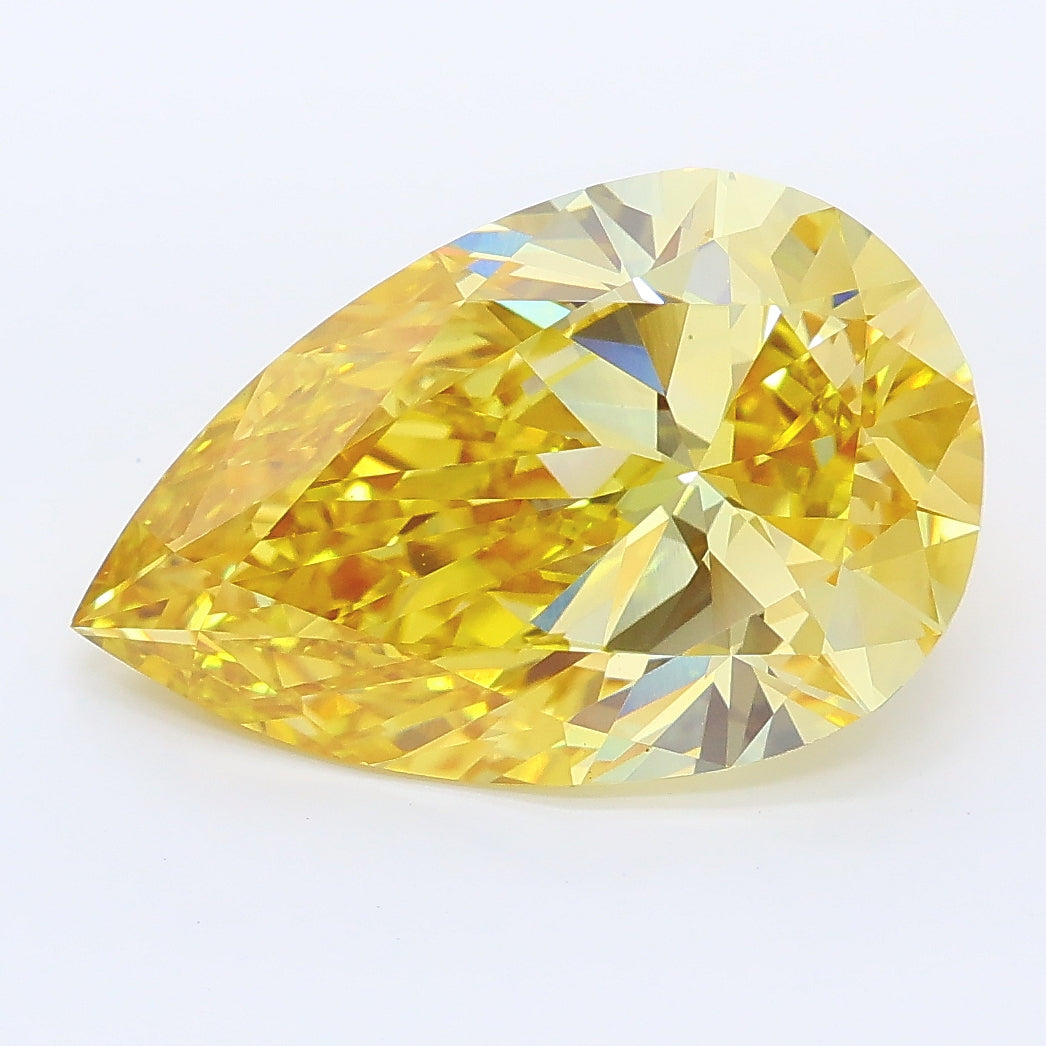 5.01 carat fancy intense yellow pear lab grown diamond VVS2 clarity