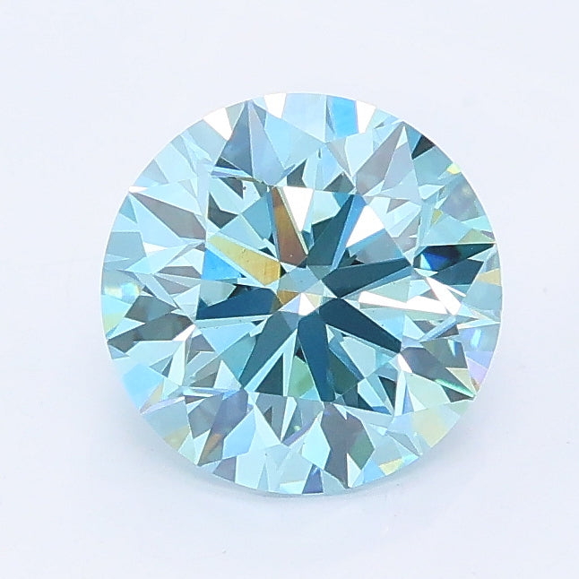 1.49 carat fancy vivid blue round lab grown diamond VS2 clarity