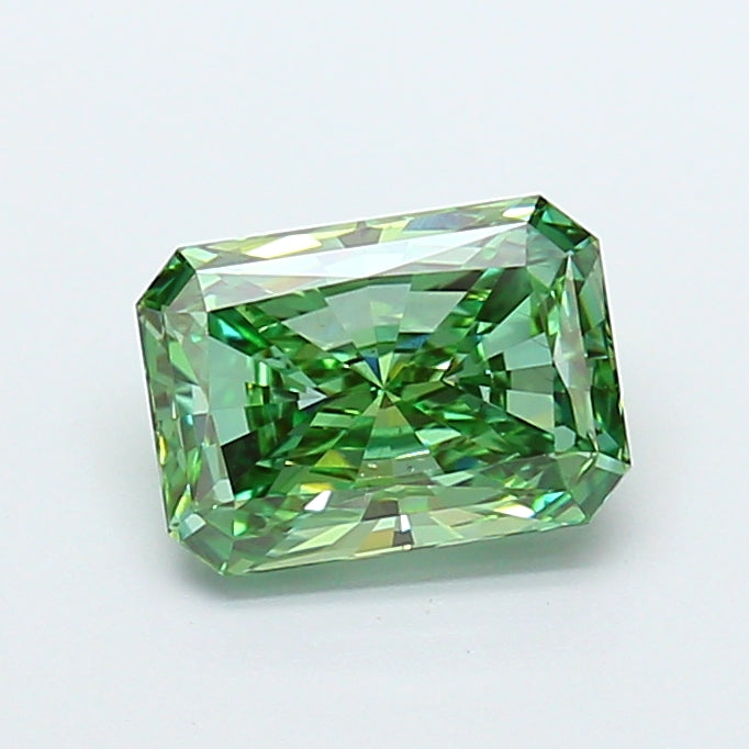 2.06 carat fancy vivid green radiant lab grown diamond VS2 clarity