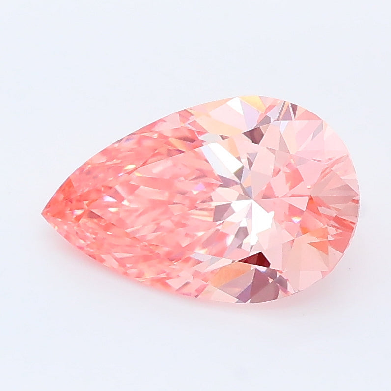 1.55 carat fancy vivid pink pear lab grown diamond VS1 clarity