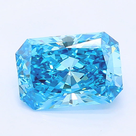 0.95 carat fancy vivid blue radiant lab grown diamond VVS2 clarity