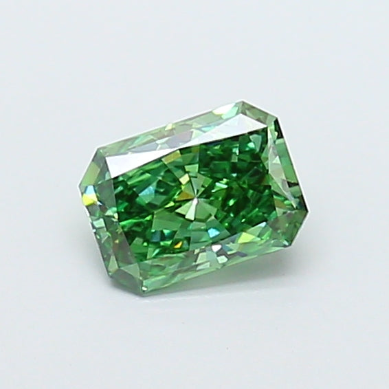1.11 carat fancy vivid green radiant lab grown diamond VVS2 clarity