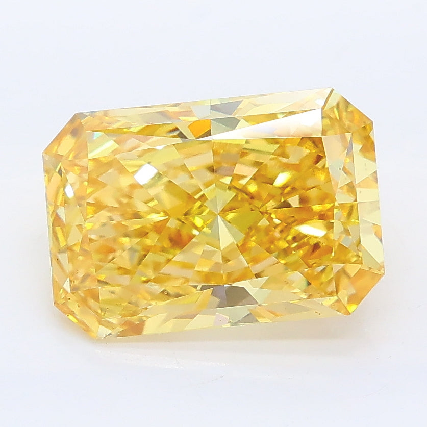 3.01 carat fancy intense yellow radiant lab grown diamond VVS2 clarity