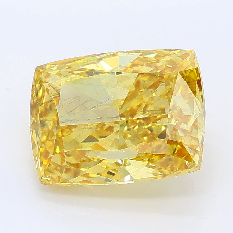 3.06 carat fancy vivid yellow cushion lab grown diamond SI1 clarity