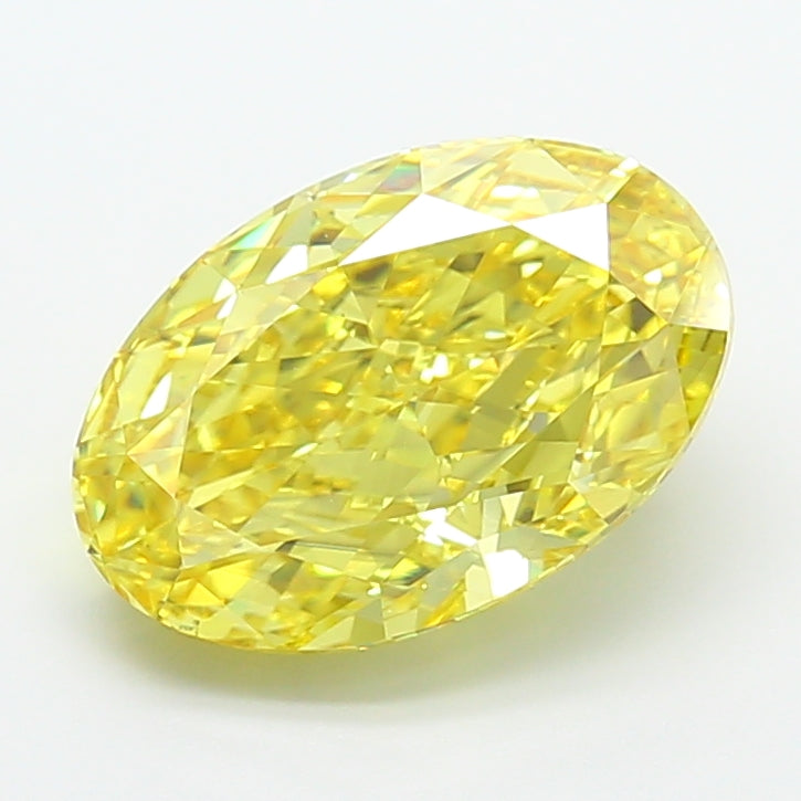 6.01 carat fancy vivid yellow oval lab grown diamond VS1 clarity