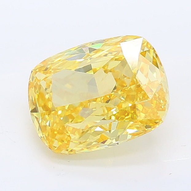 1.41 carat fancy vivid yellow cushion lab grown diamond VS1 clarity