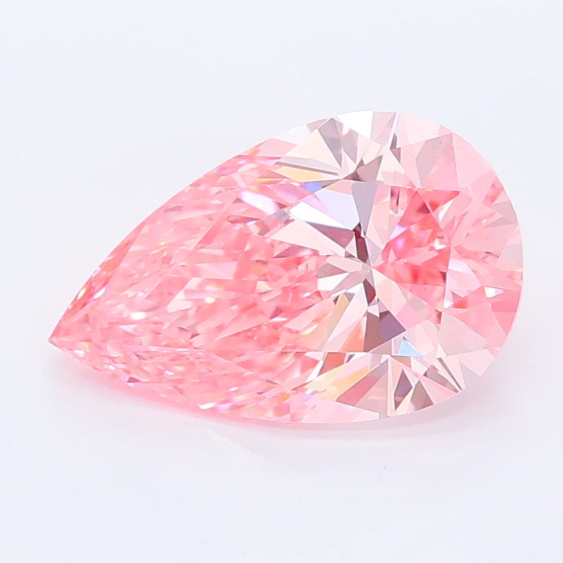 2.06 carat fancy vivid pink pear lab grown diamond VS1 clarity