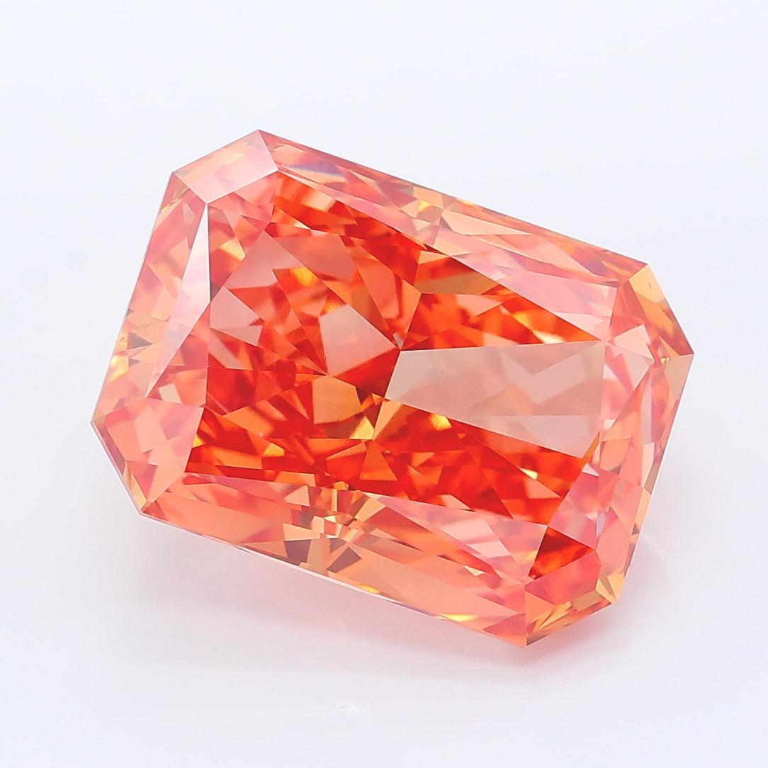 7.03 carat fancy brownish orange radiant lab grown diamond VS1 clarity
