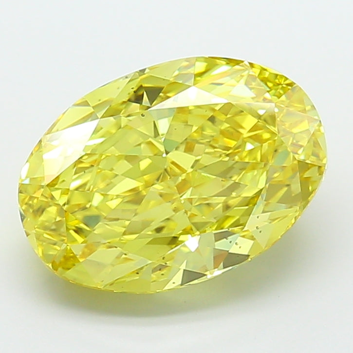 8.03 carat fancy vivid yellow oval lab grown diamond VS1 clarity