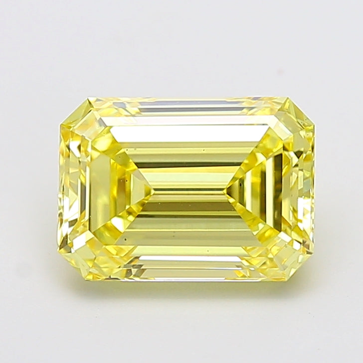 4.03 carat fancy intense yellow emerald lab grown diamond VS2 clarity