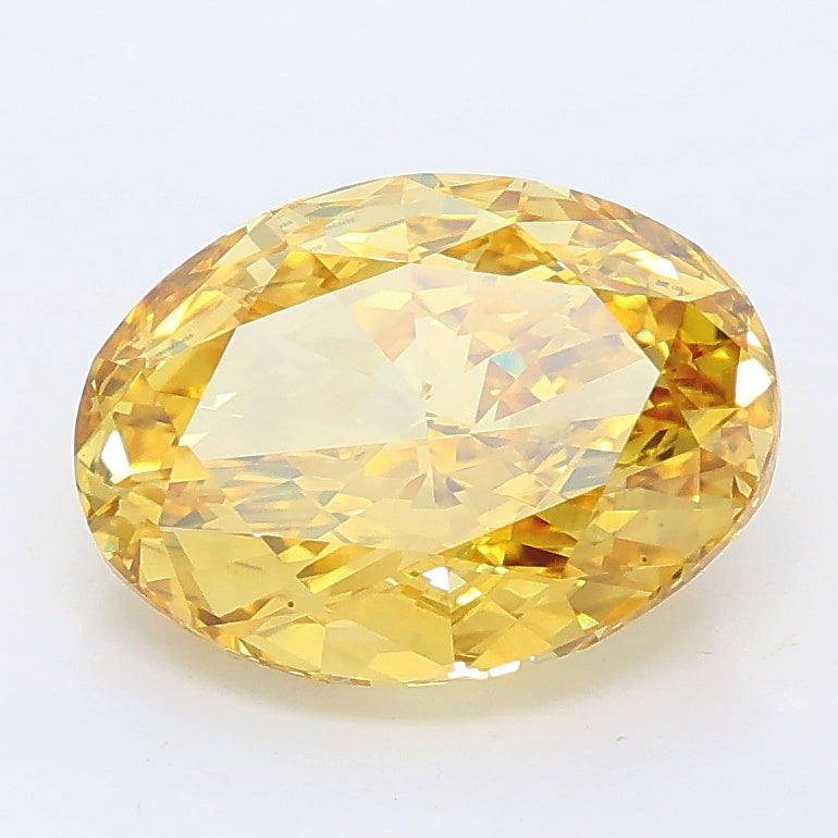 2.94 carat fancy intense yellow oval lab grown diamond SI1 clarity